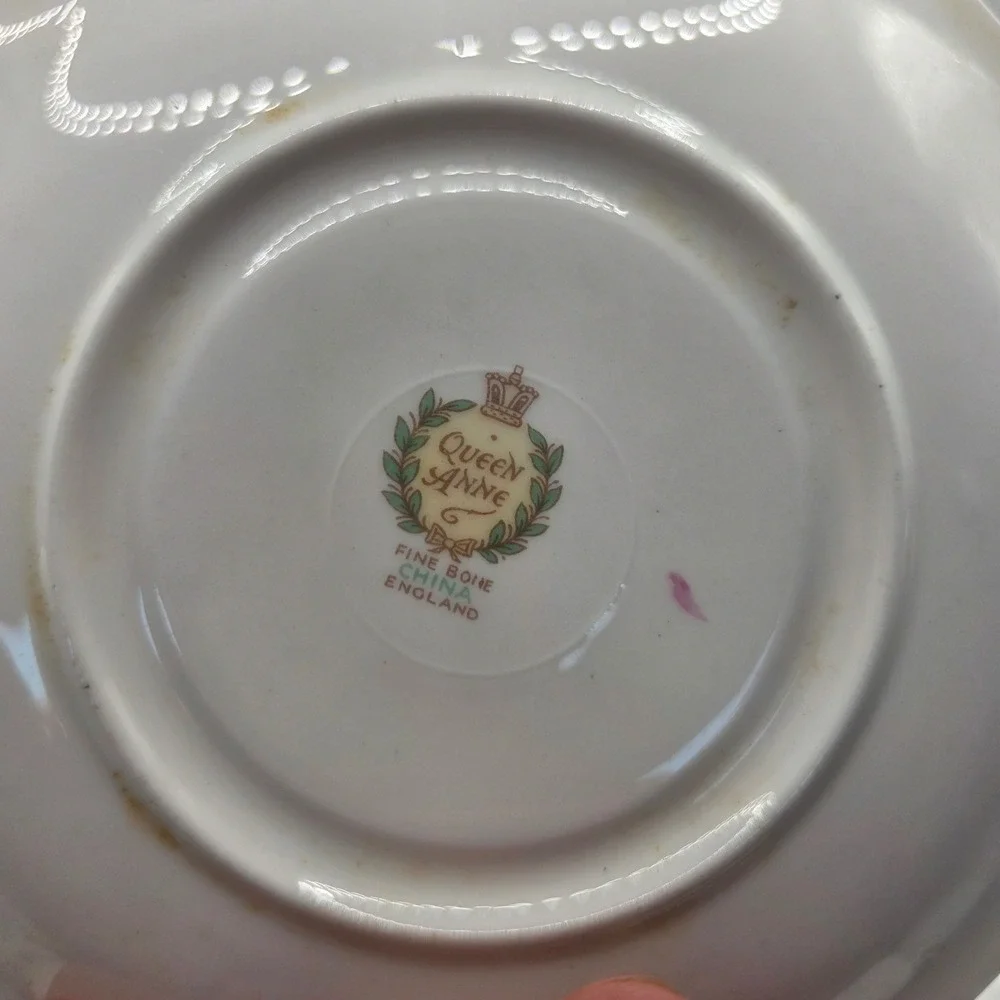 Napco China SD179 & Queen Anne Bone China Floral Plates Gold Trim Lot of 2
